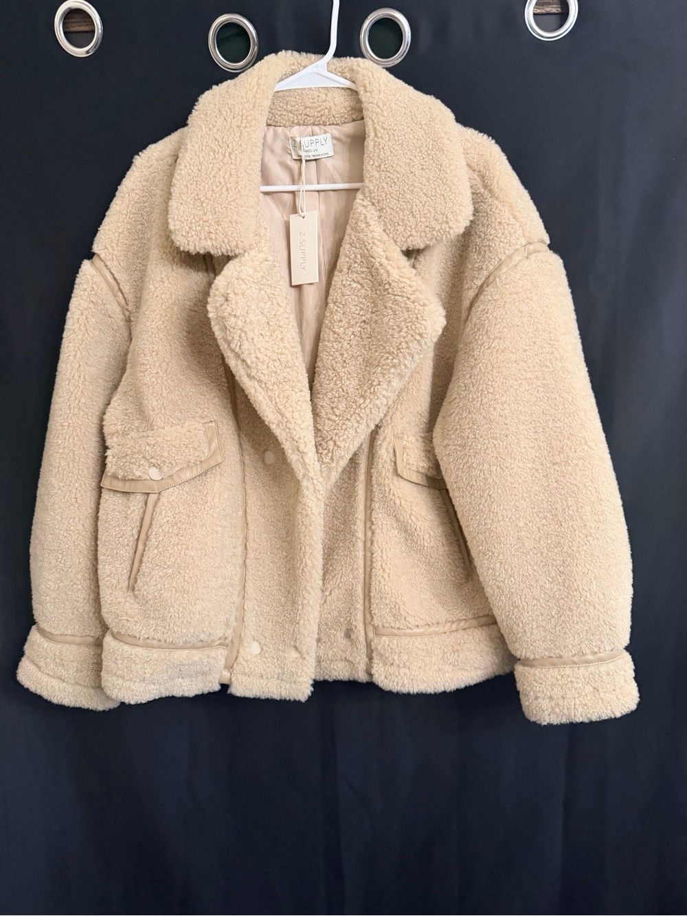 Z Supply Cream Teddy Sherpa Jacket Size M NWT